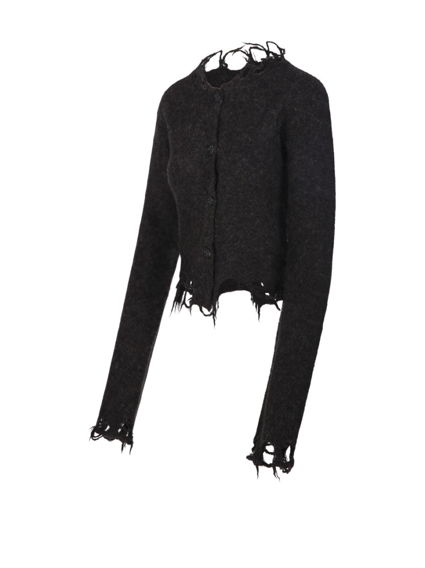 Haikure Jill Sweater With Long Sleeves And Distressed Edges In Black