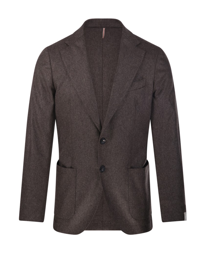 Santaniello Brown Jacket In Prince Of Wales Check In Brown