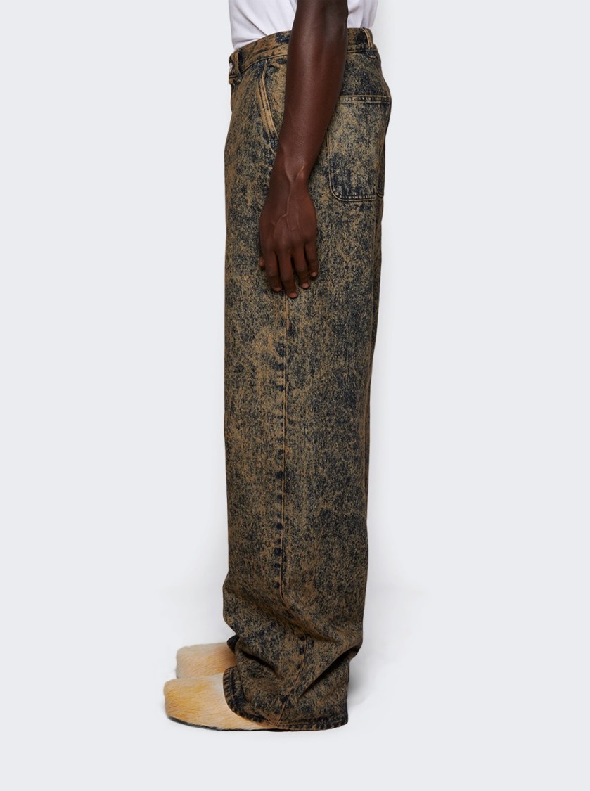Shop Marni Marble Denim Straight-leg Jeans