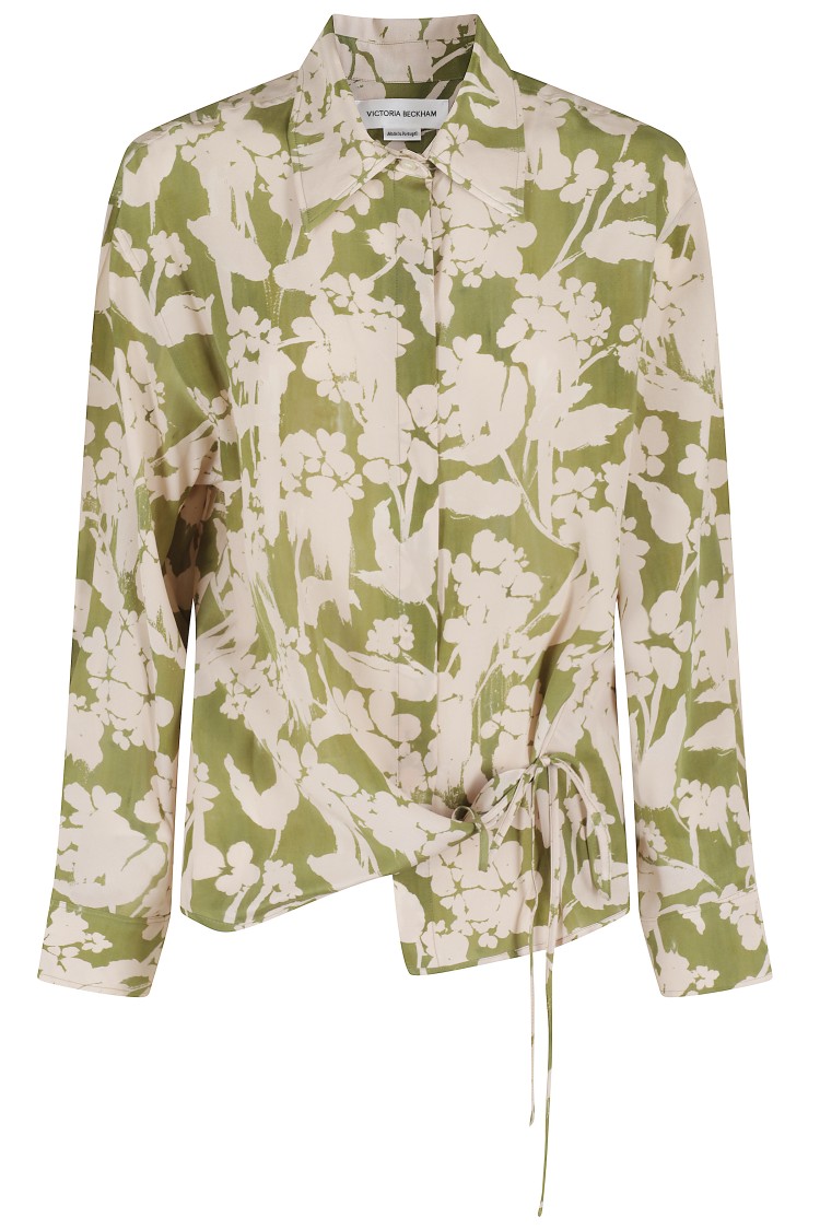 Shop Victoria Beckham Floral Silk Blouse With Pointed Collar