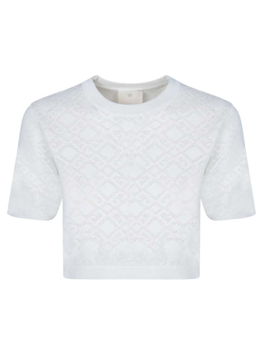 Givenchy Cropped Sweater In Monogram 72 Jacquard In White