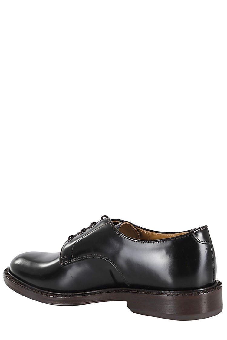 Corvari Smooth Brushed Calfskin Derby In Black