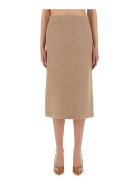 FENDI★Skirt Beige waxed linen skirt Skirt Linen Beige | Fendi