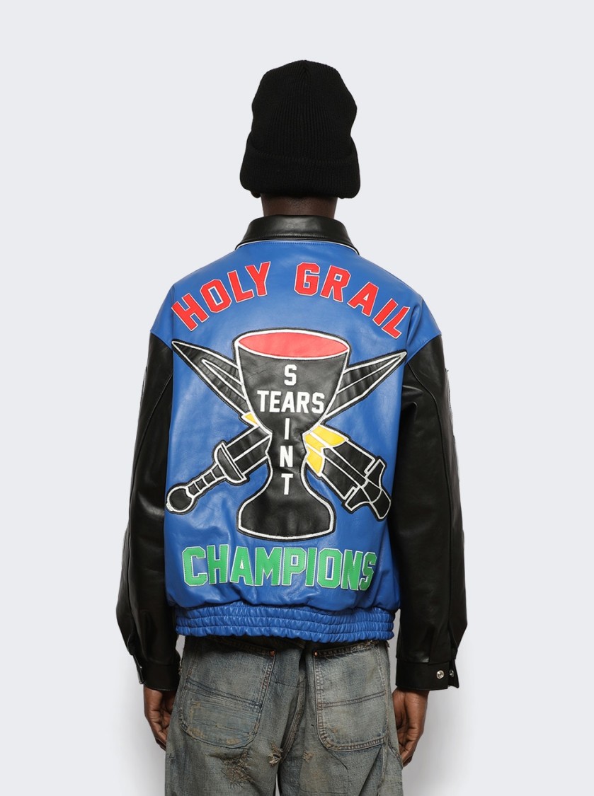 Saint Mxxxxxx X Denim Tears Leather Varsity Jacket