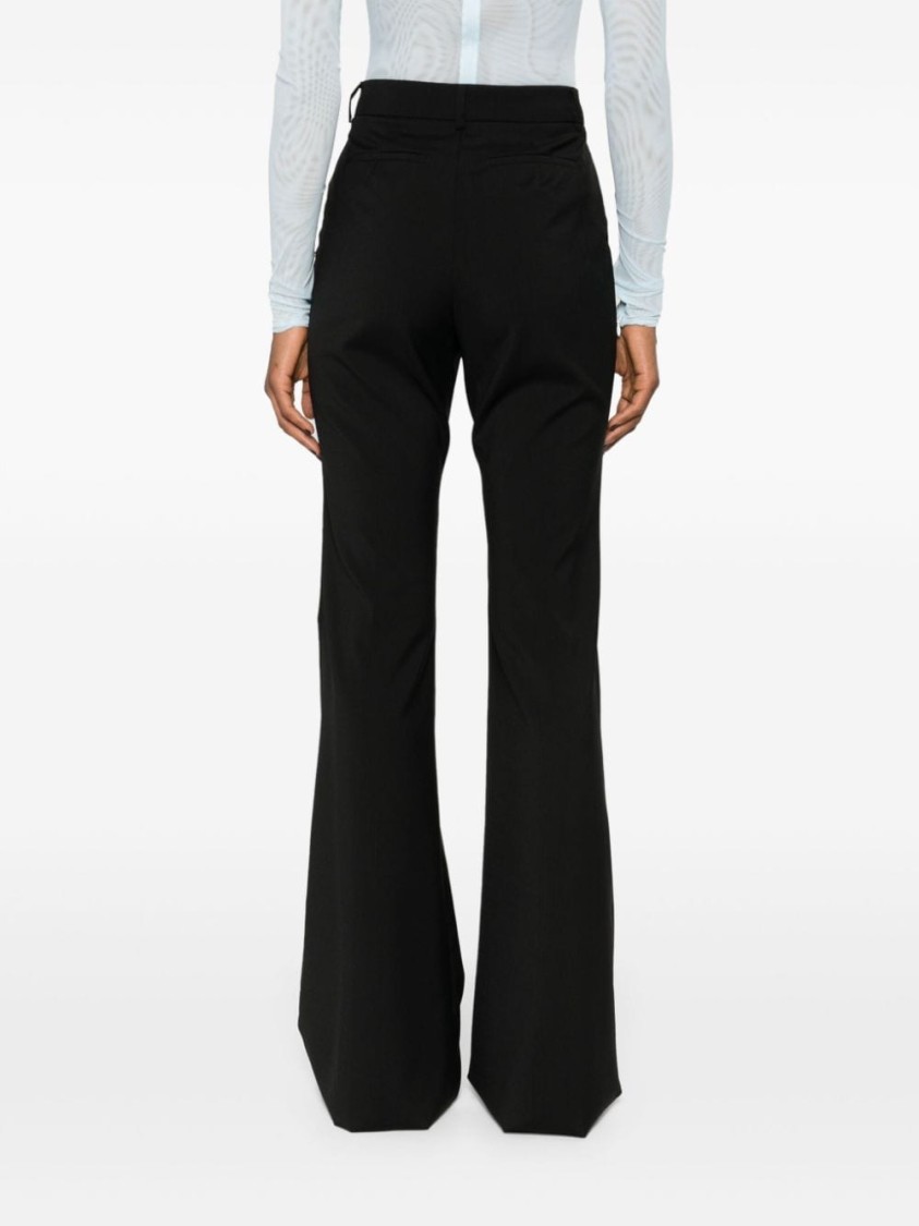 Sportmax Flared Virgin Wool Tailored Trousers In Black