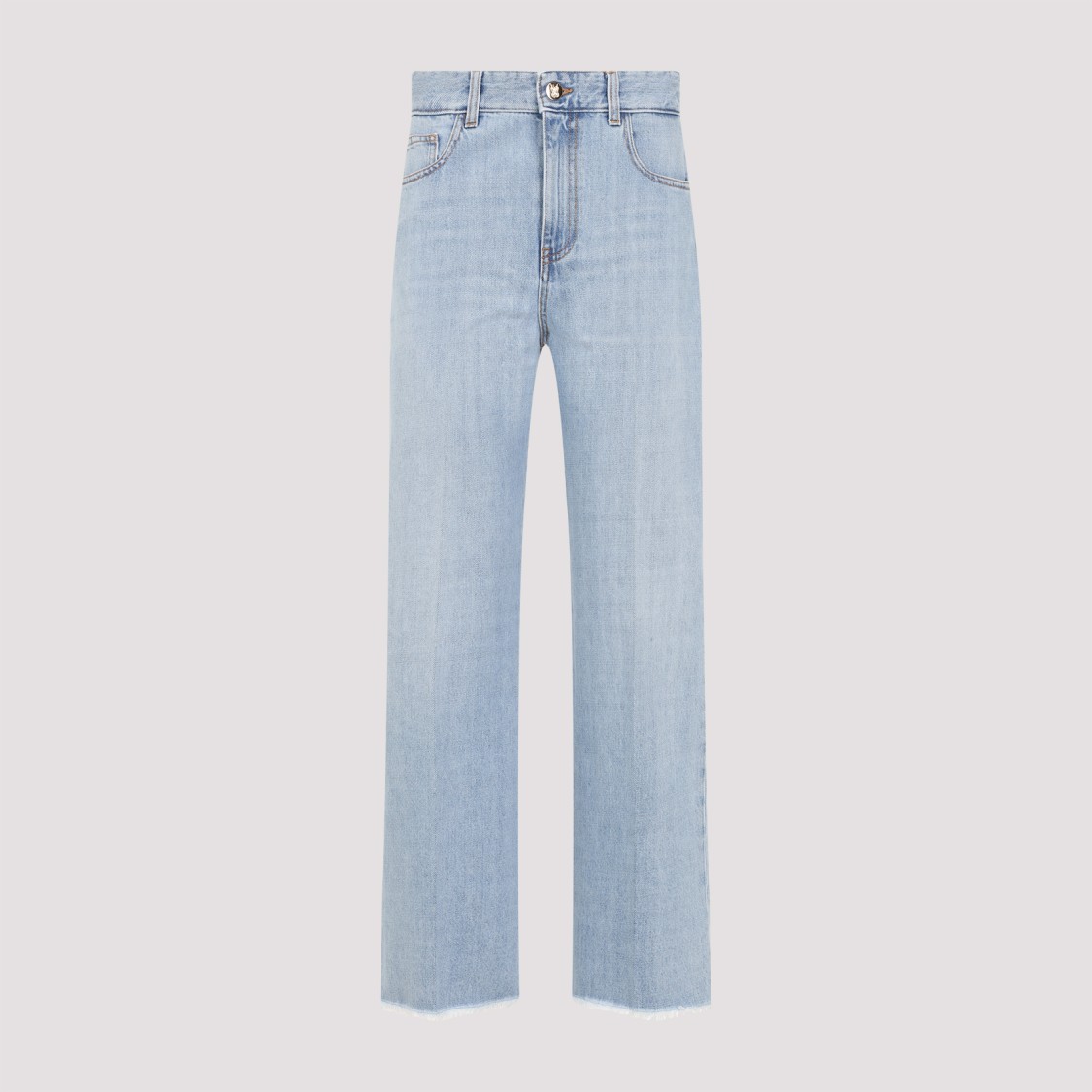 Giambattista Valli Flared High-waist Jeans Frayed Hem In Blue