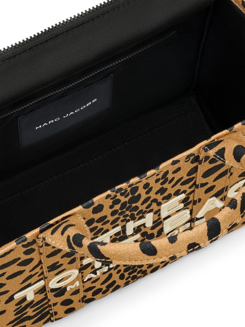 Marc Jacobs Leopard Print Structured Tote Bag In Black