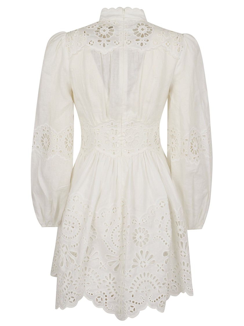 Zimmermann Acacia Broderie Mini Dress Ivory In White