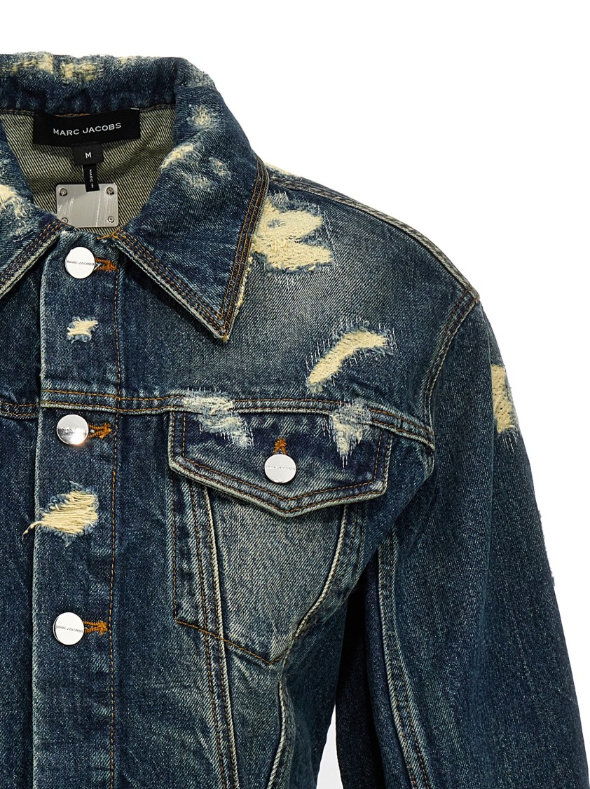Marc Jacobs Distressed Denim Jacket In Blue