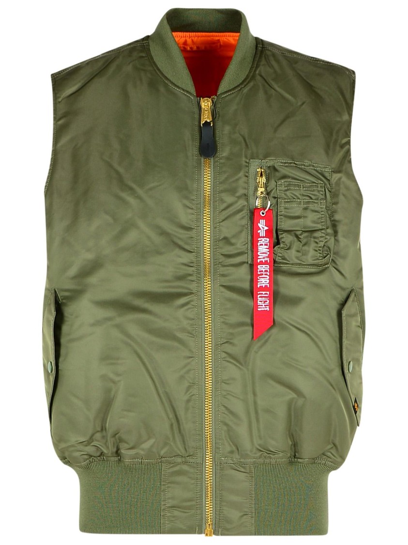 Shop Alpha Industries Ribbed Collar Green Nylon Vest