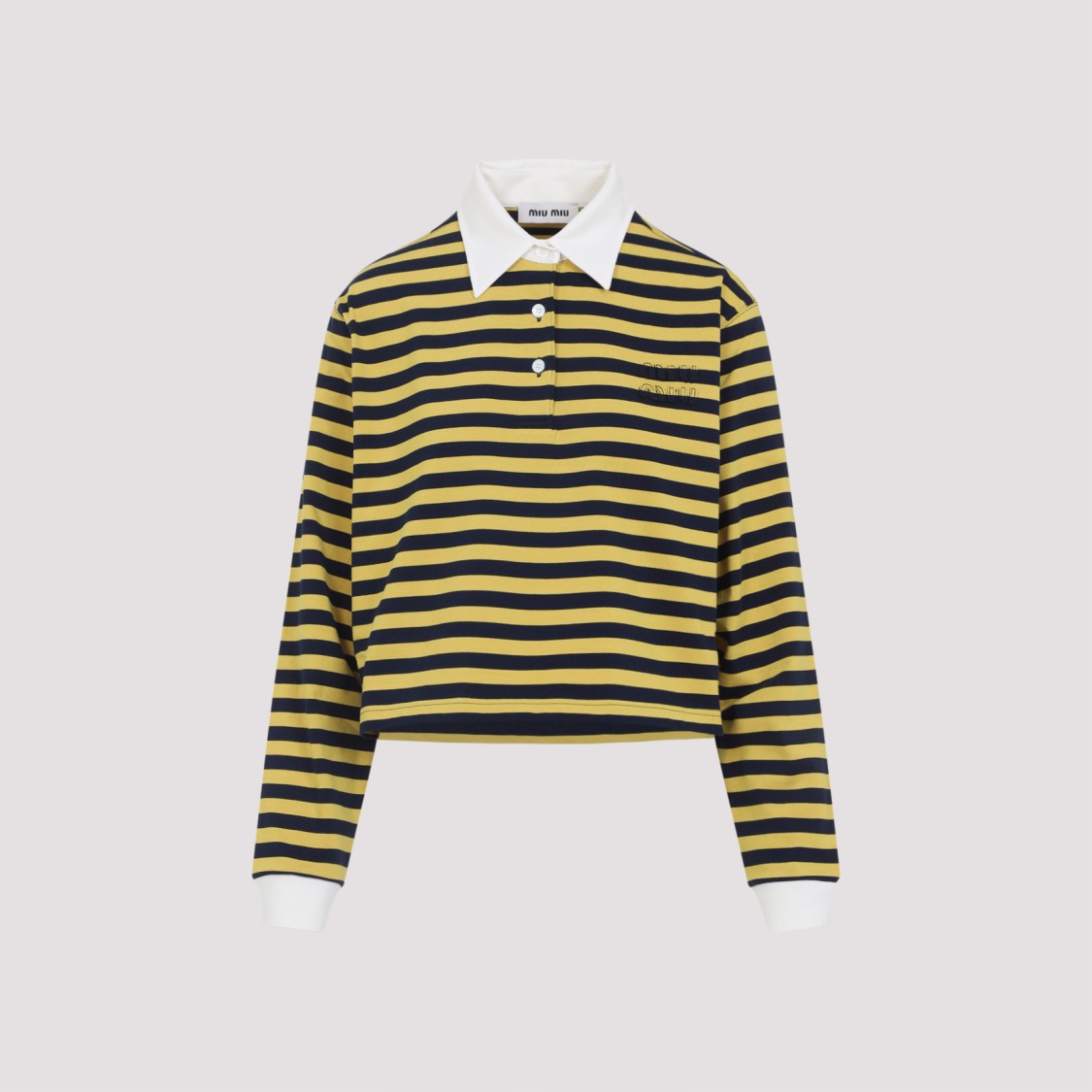 Miu Miu Striped Polo T-shirt In Multi