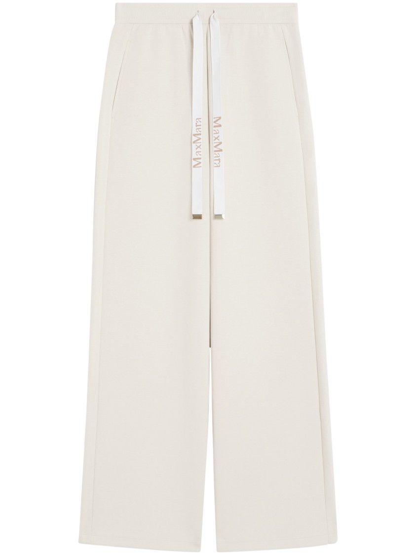 Max Mara Wide-leg Trousers With Drawstring Waist And Side Pockets In Gray