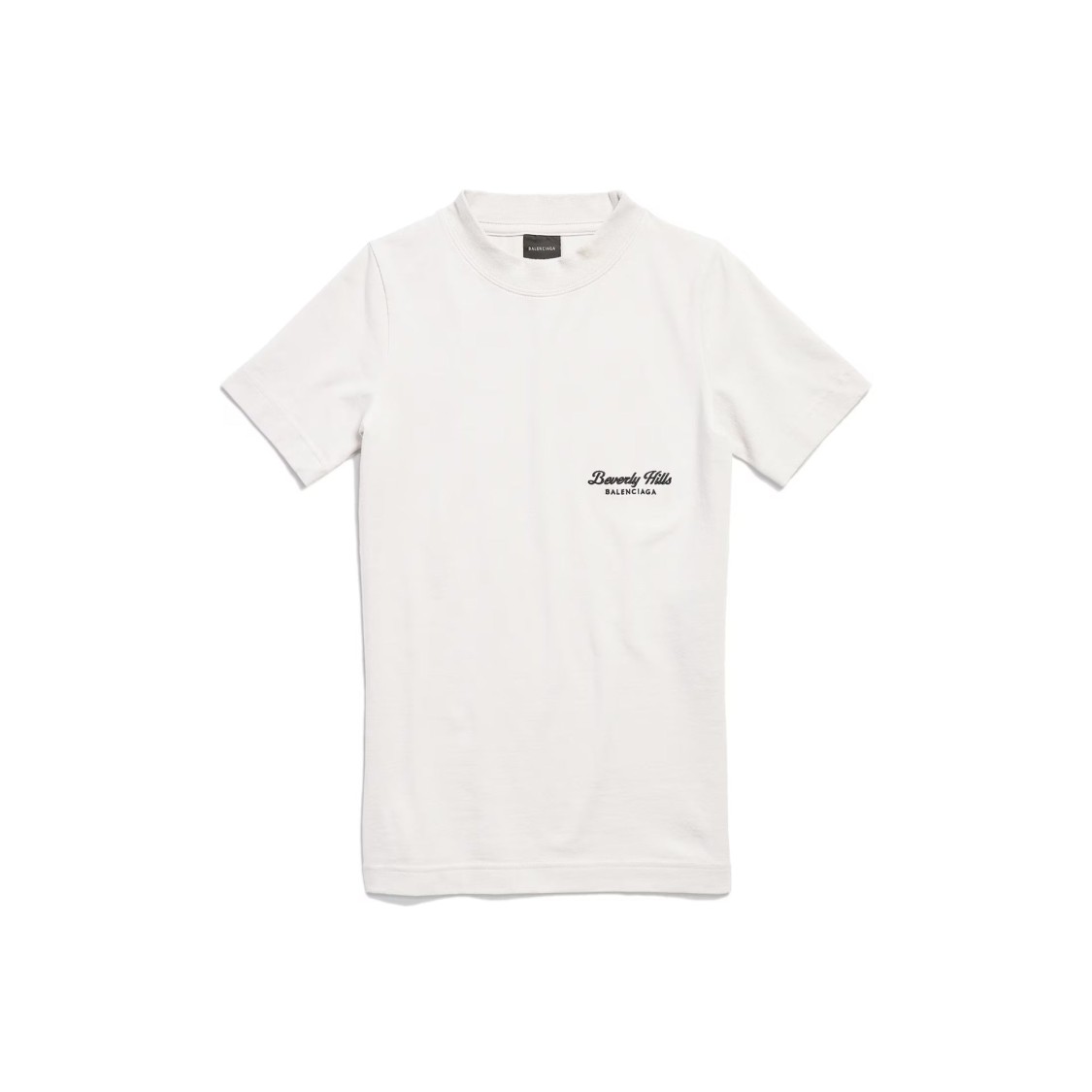 Balenciaga Beverly Hills T-shirt With Rib Knit Crewneck In White