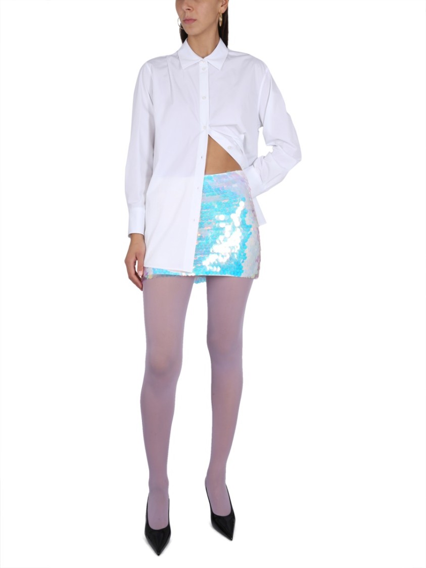 Nina Ricci Shimmering Sequin High Waist Mini Skirt In Grey