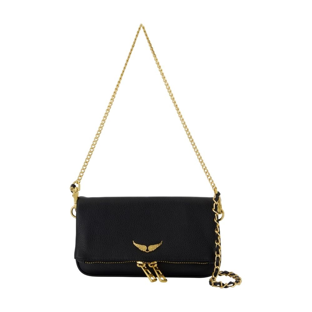 Zadig & Voltaire Rock Nano Wallet On Chain - Leather - Black In Black
