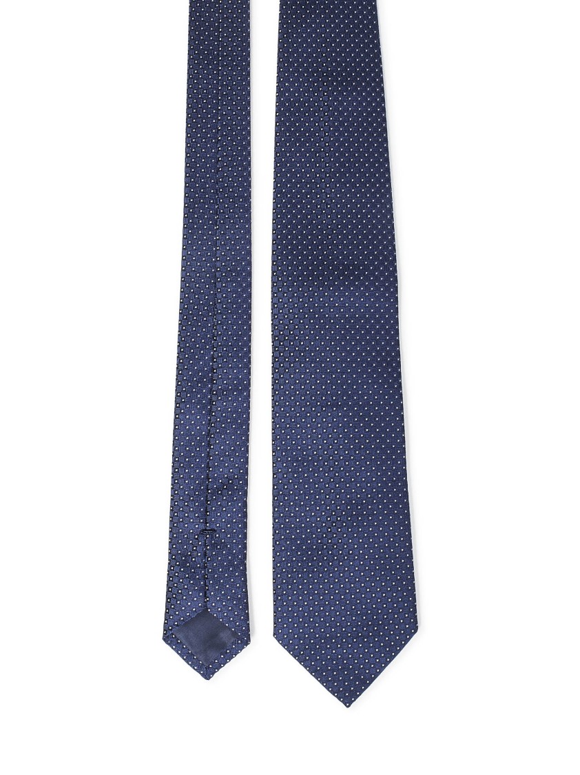 Franzese Collection Classic Blue Jacquard Silk Tie In Gray