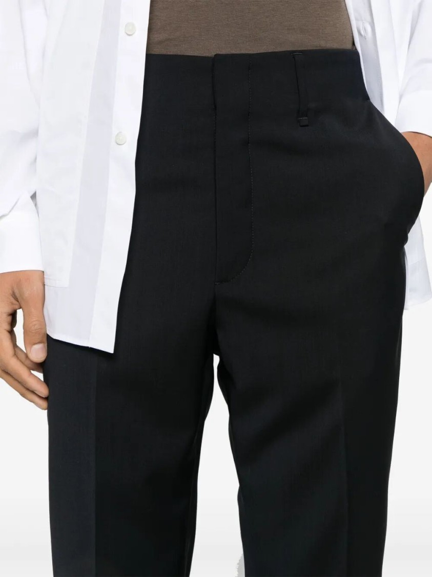 Fendi Tailored Black Wool Pants With Classic Waistband