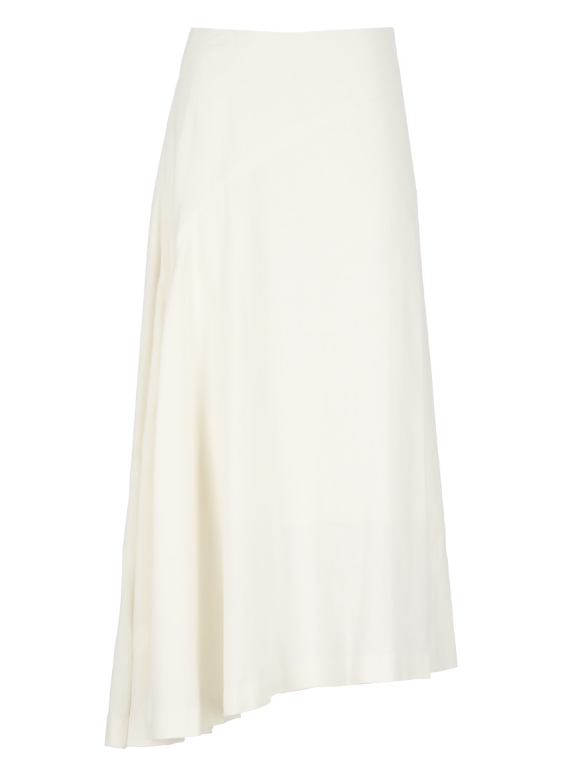Y's Flowing White Linen Blend Skirt In White