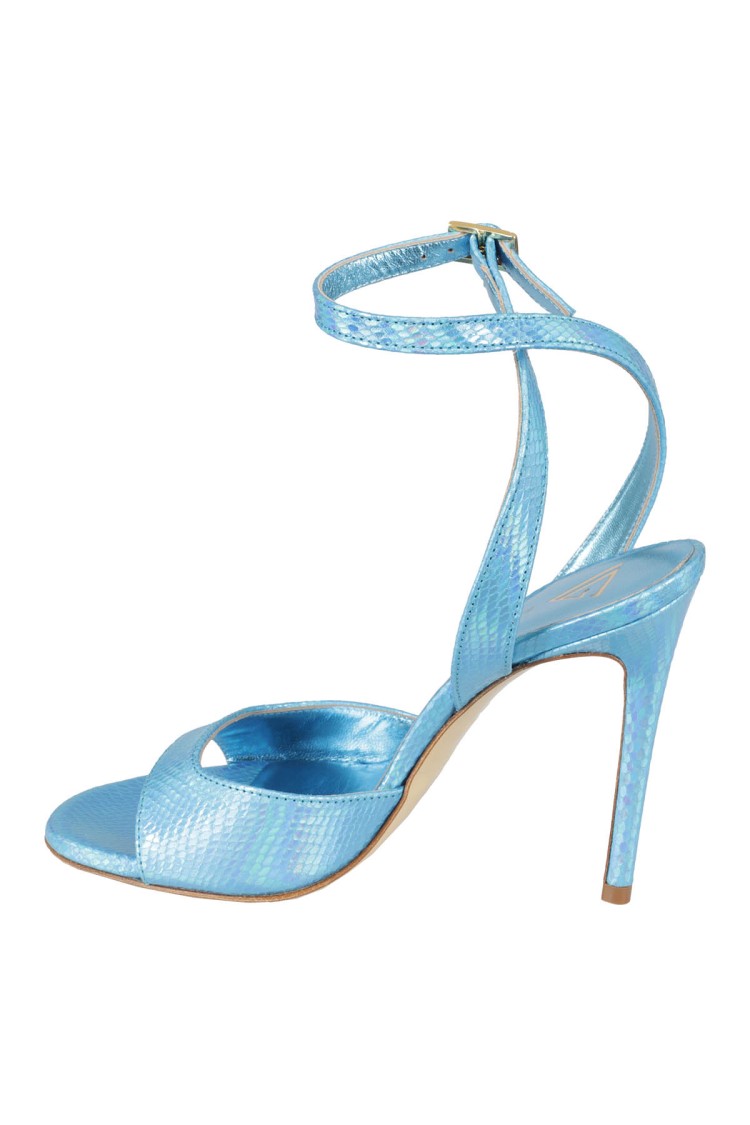 Giampaolo Viozzi High-heeled Ankle Strap Sandals With Gold Detail In Blue