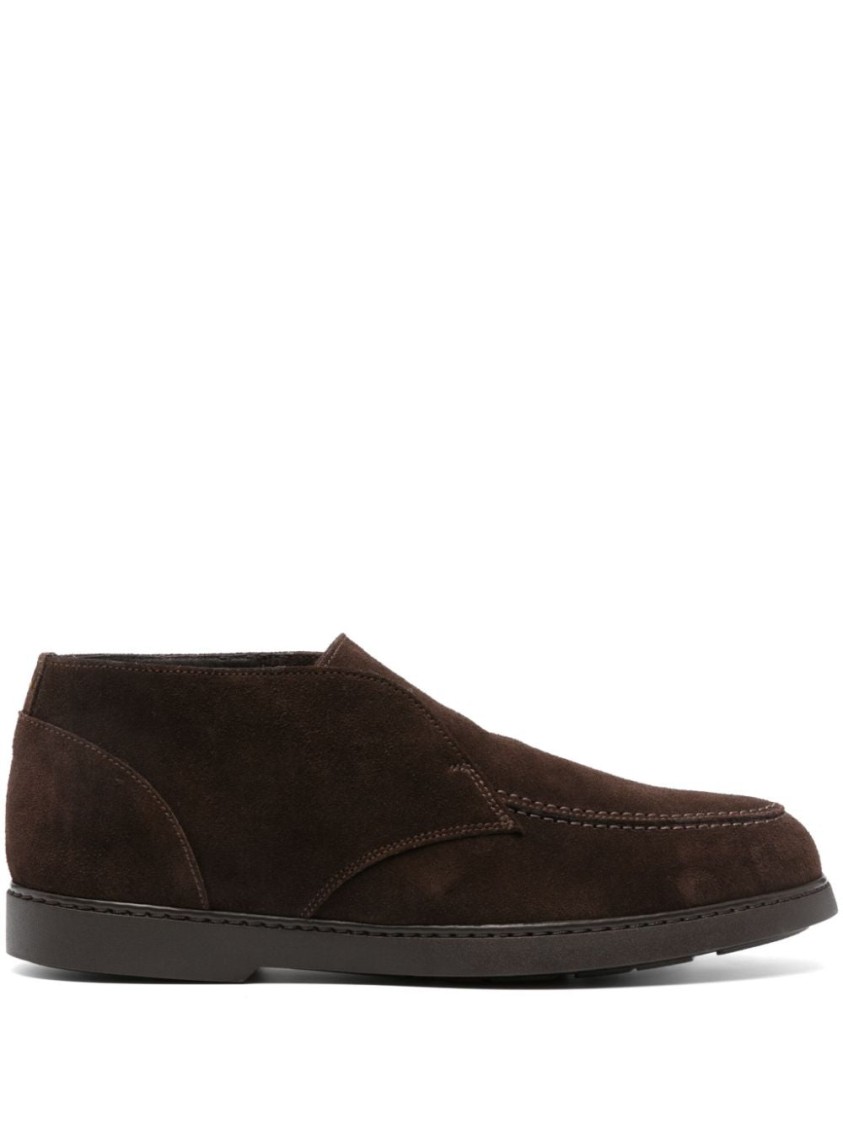 Doucal's Brown Ankle Boots With Smooth Leather Finish In Brown