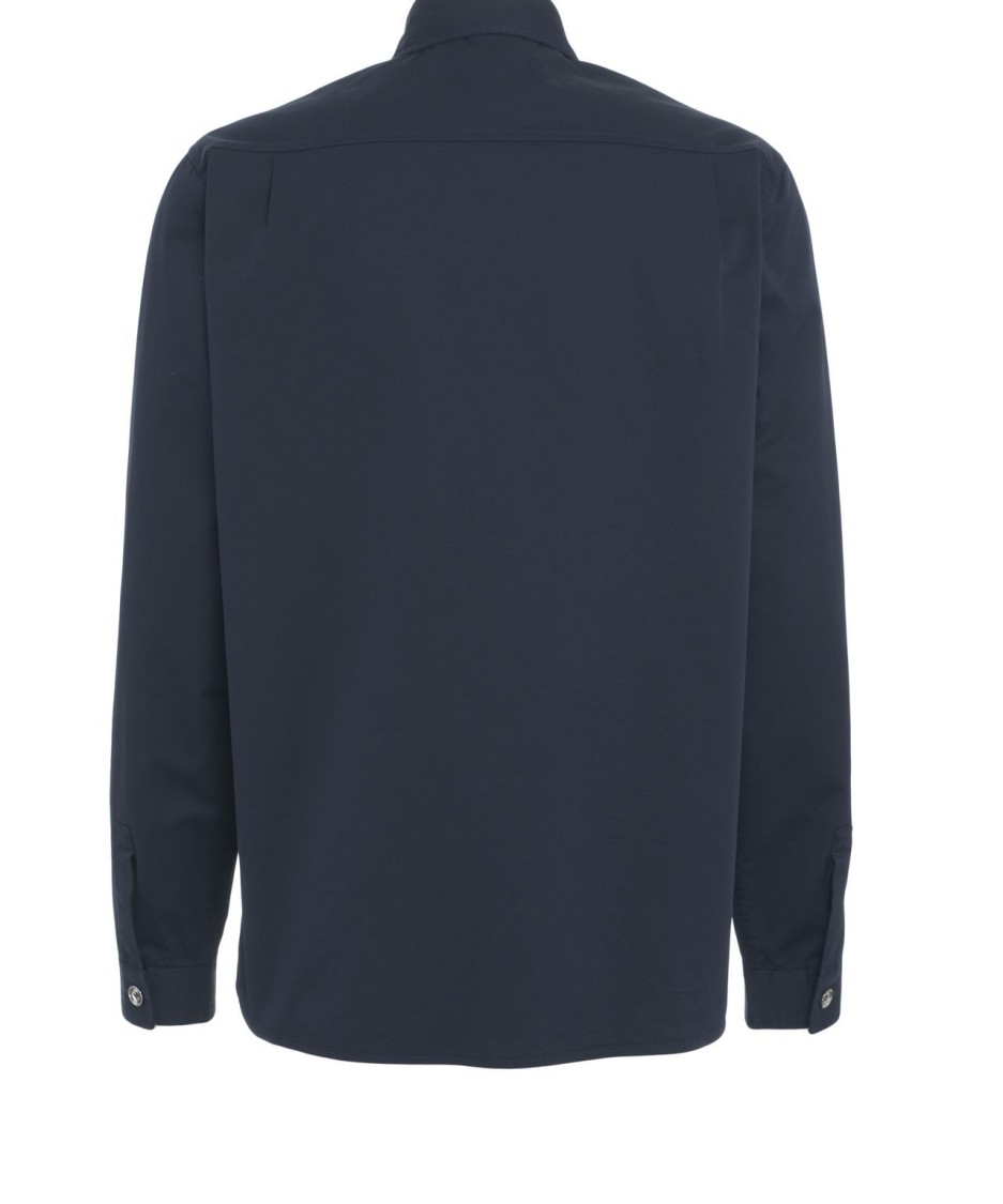 Add Blue Gabardine Overshirt With Shirt-style Collar