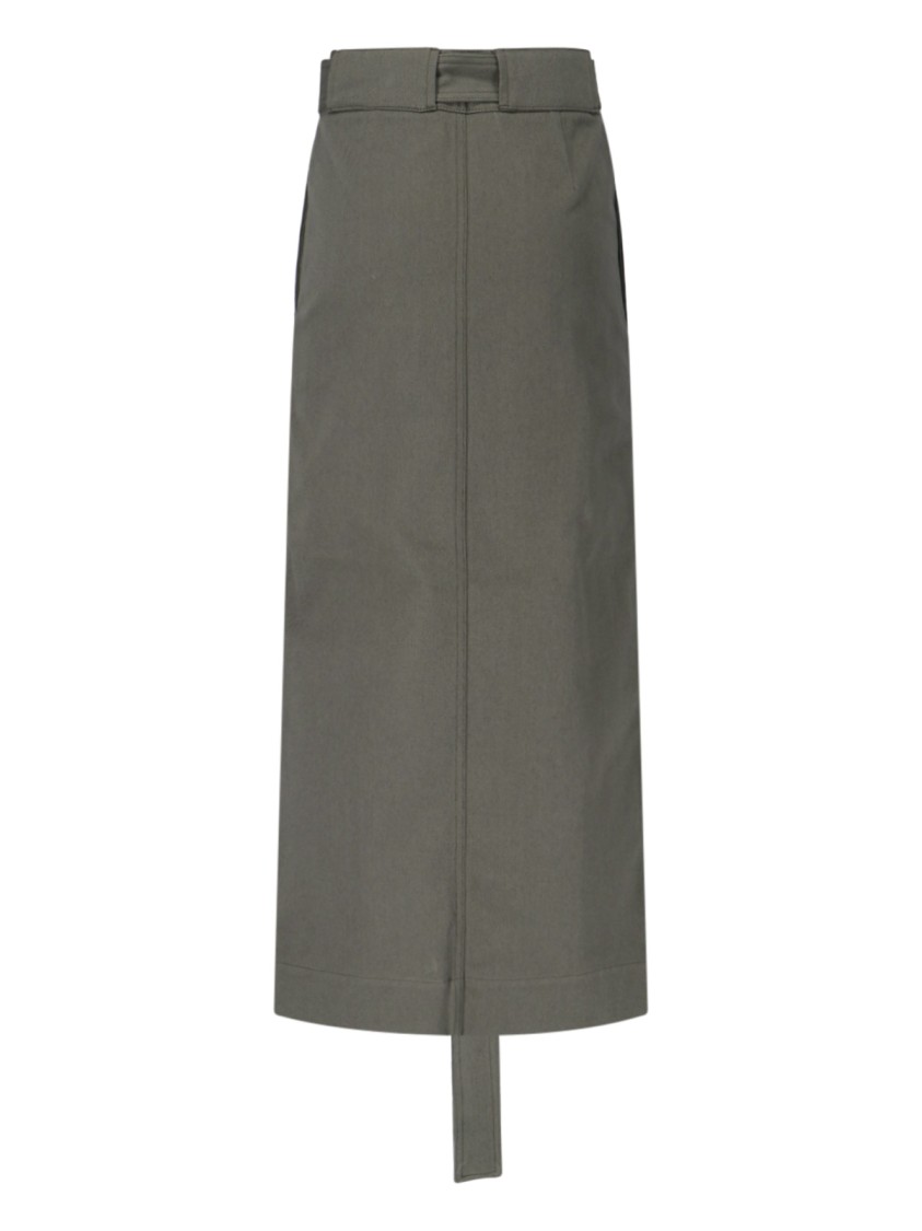 Sa Su Phi Cotton Skirt With Adjustable Waist And Front Slit In Gray