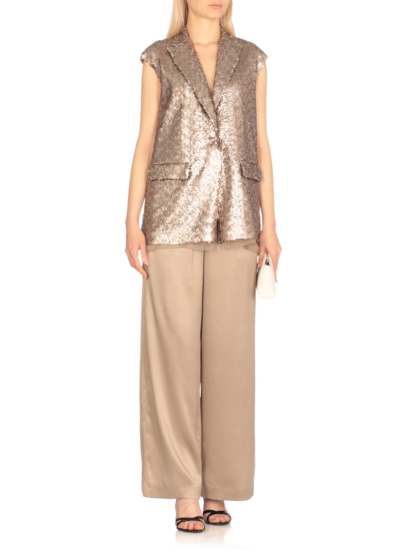 Antonelli Gold Paillettes Pattern Gilet With Peak Lapel