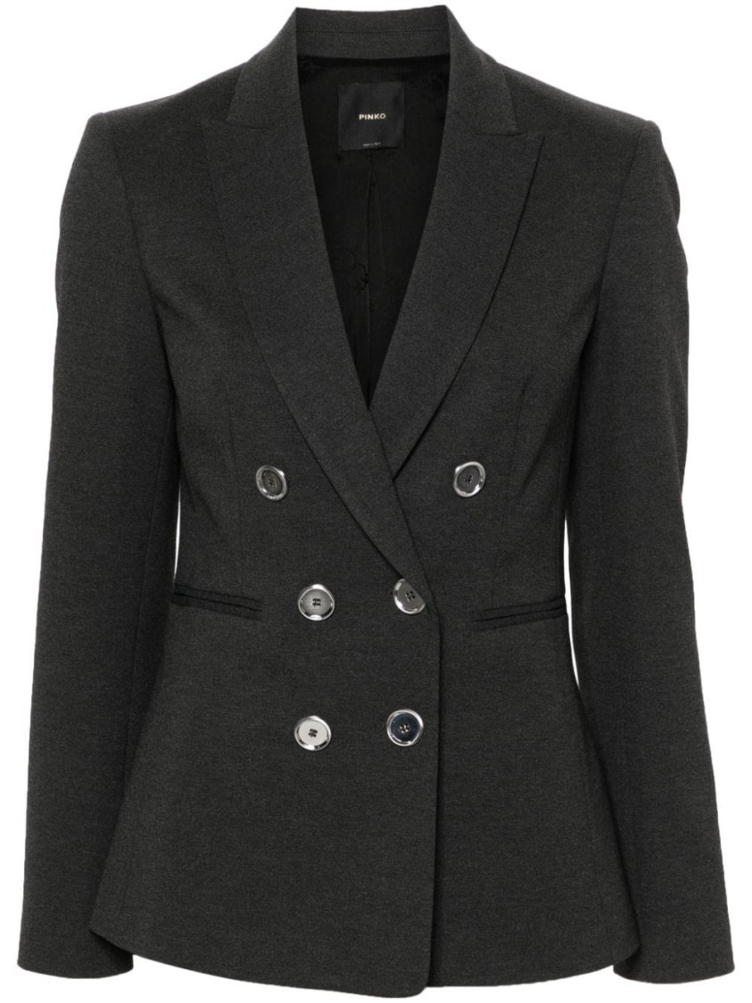 Pinko Alexia Double-breasted Grey Blazer In Black