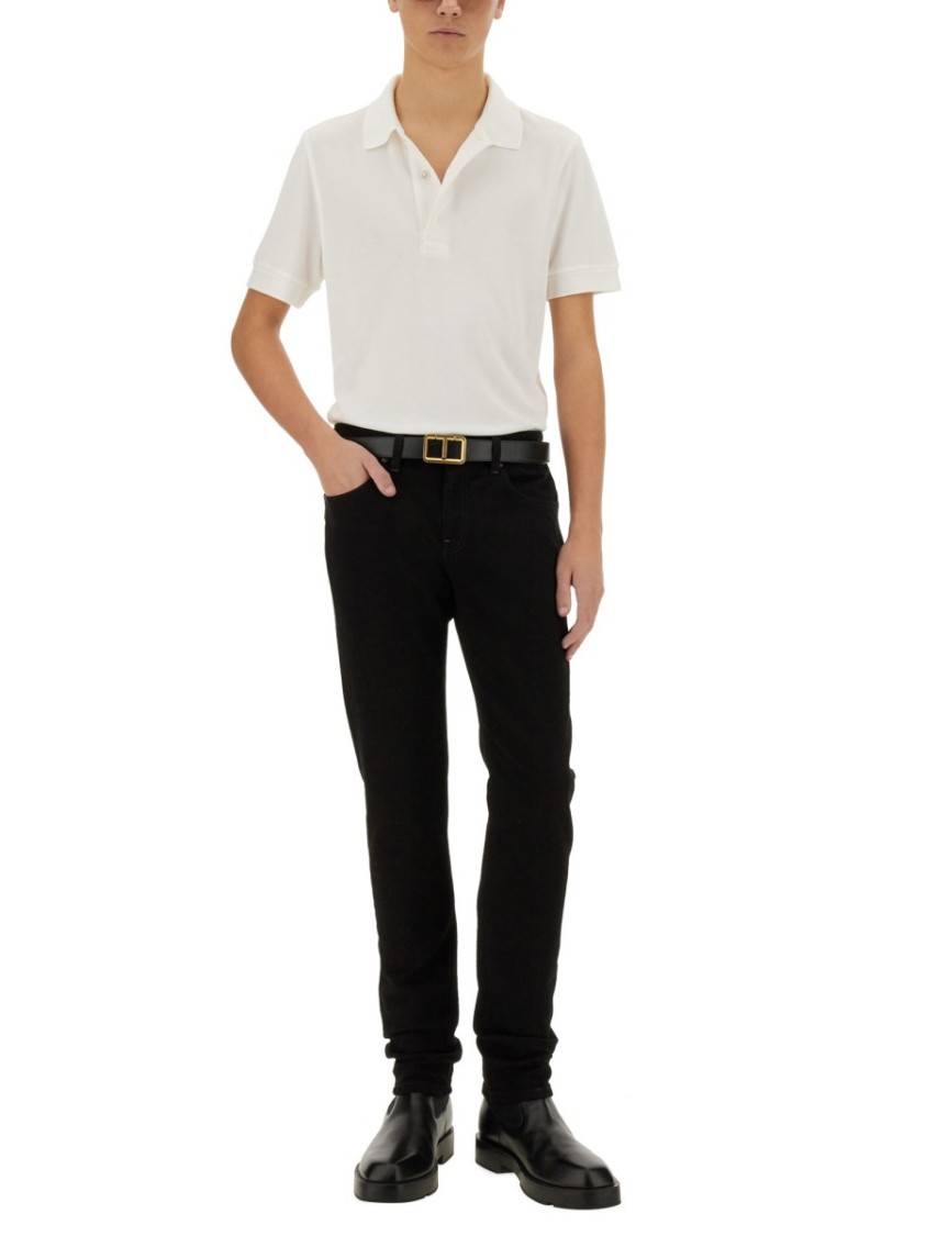 Shop Tom Ford Piquet Polo In White