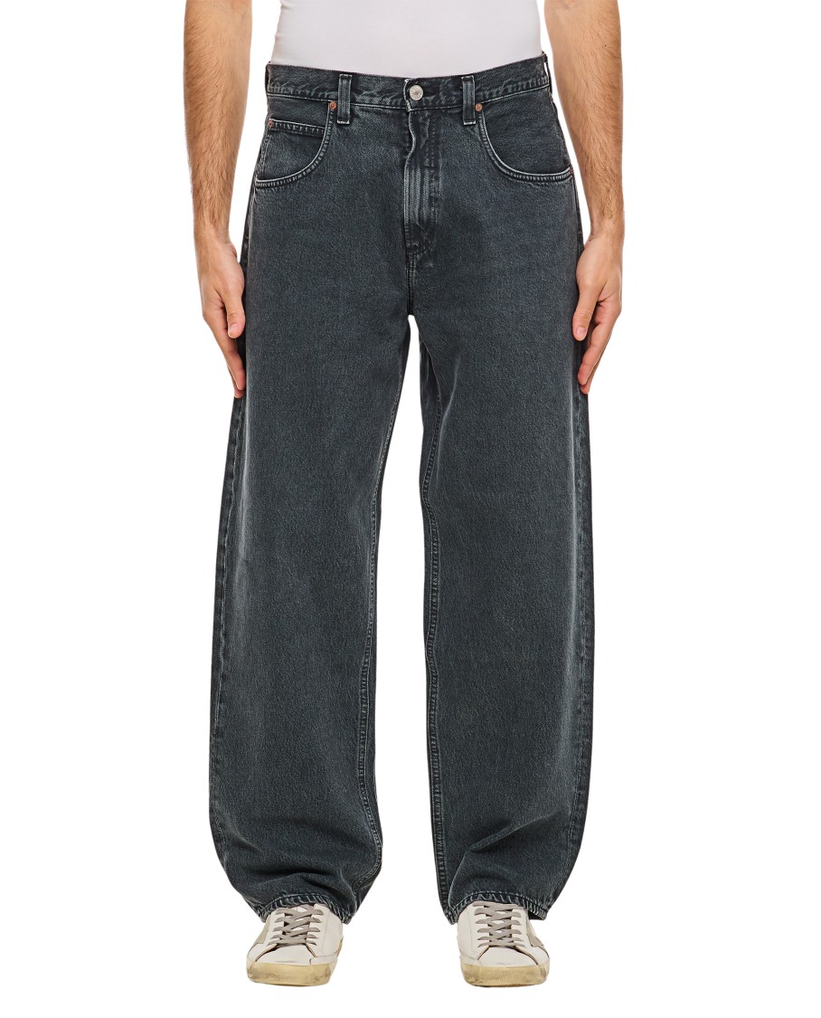 Agolde Faded Relaxed Wide-leg Fusion Jeans In Black