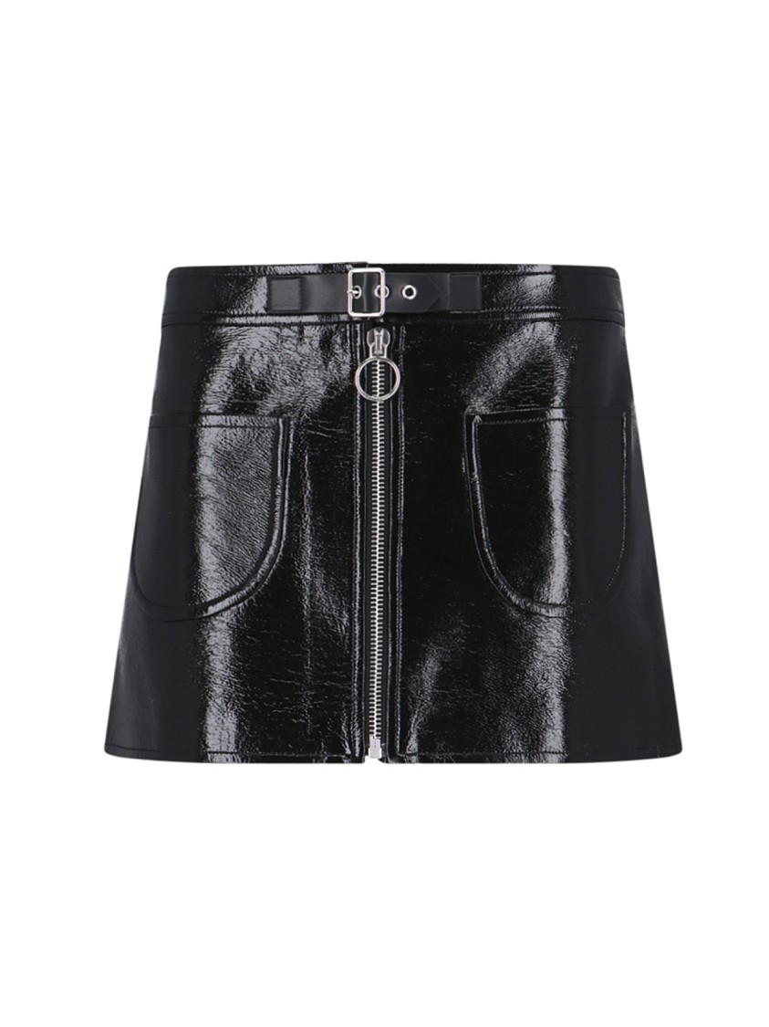 Courrèges Buckle-strap Crinkled Miniskirt