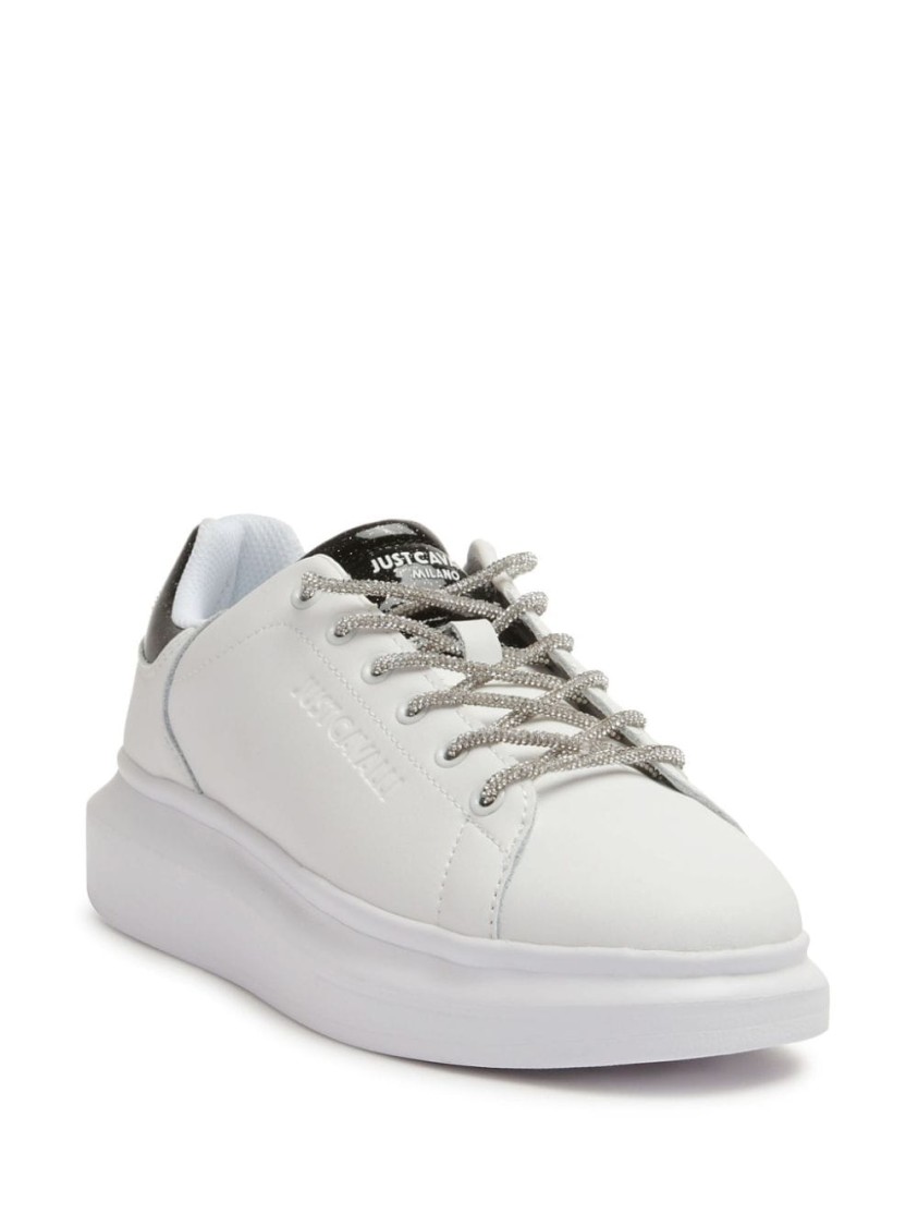 JUST CAVALLI JUST CAVALLI ELEVATED PLATFORM SNEAKERS WITH MATERIALS AND DETAILING