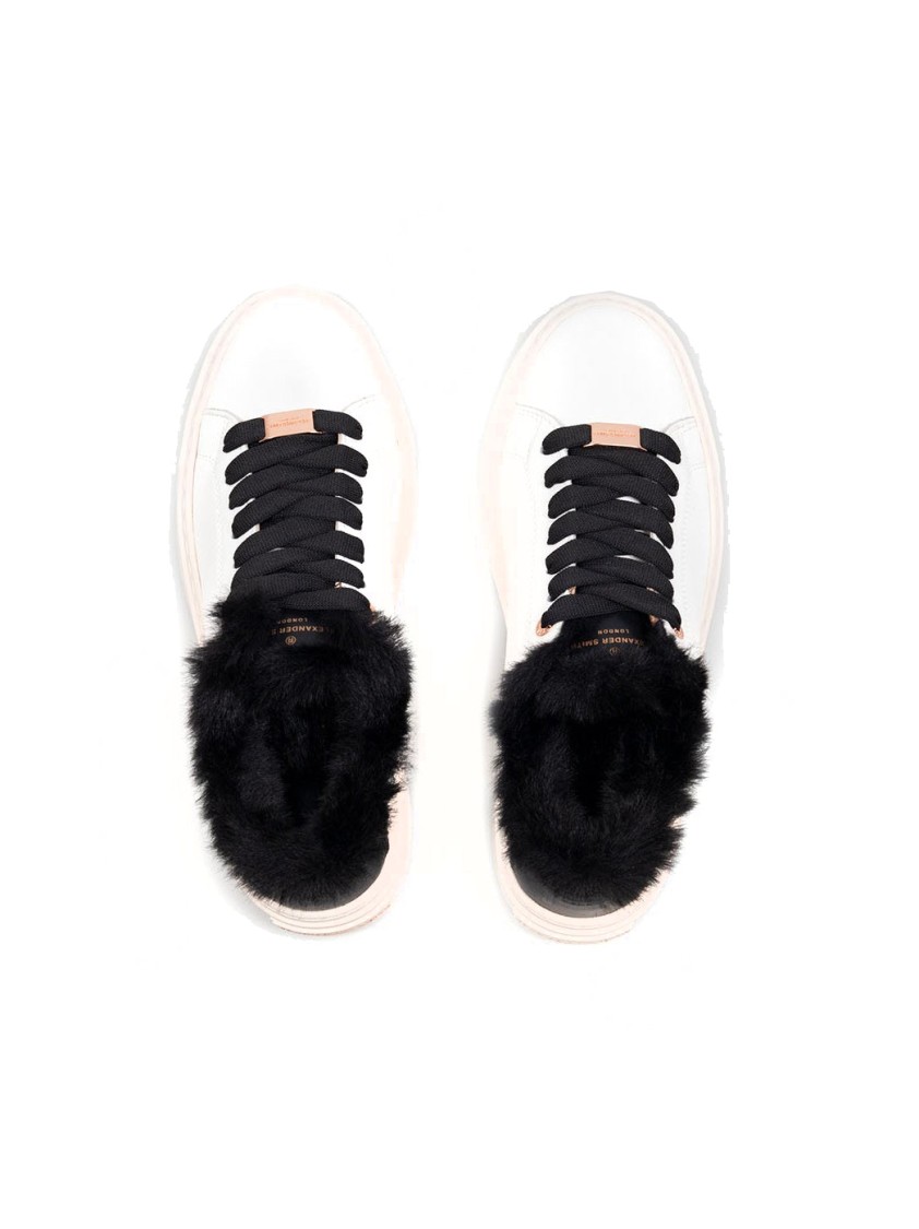Alexander Smith Casual Trainers With Distinctive Black Fur Trim In White