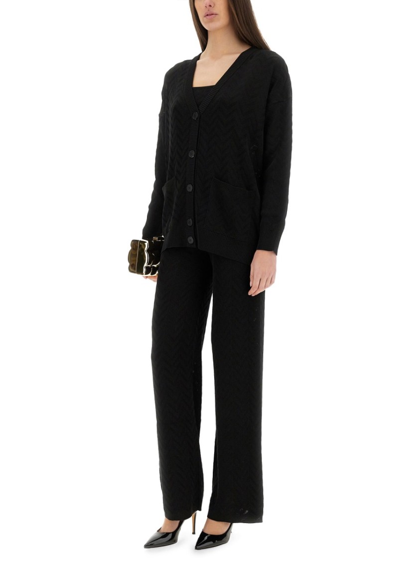 Shop Missoni Chevron Pattern Cardigan In Black