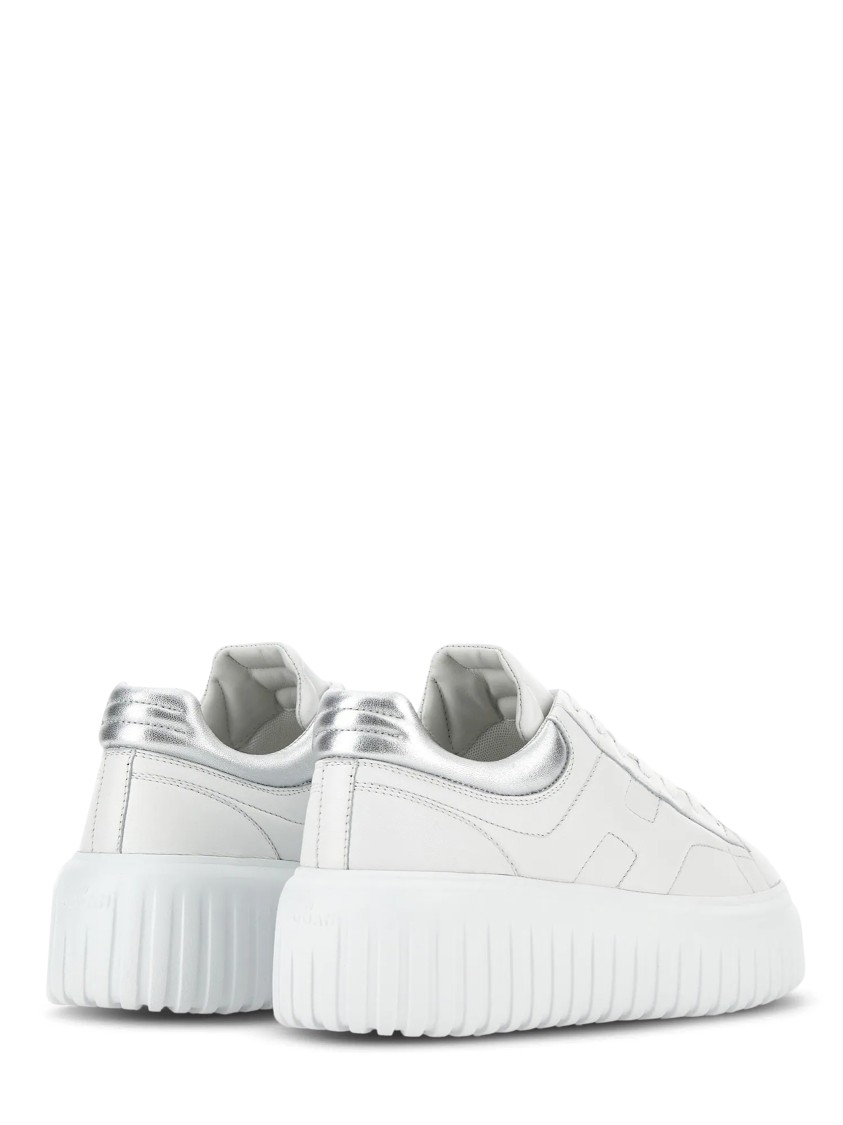 Hogan Chunky Sole White Sneakers With Metallic Accents In White