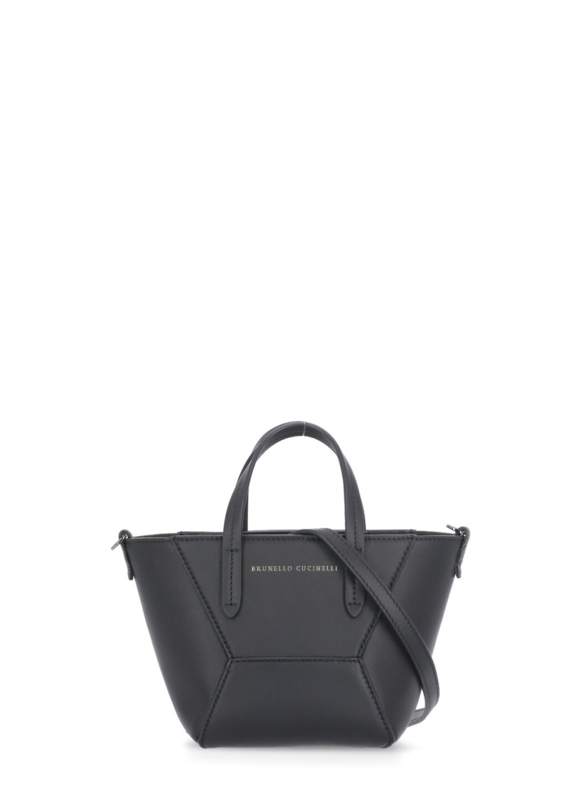 BRUNELLO CUCINELLI BRUNELLO CUCINELLI BLACK LEATHER HANDBAG