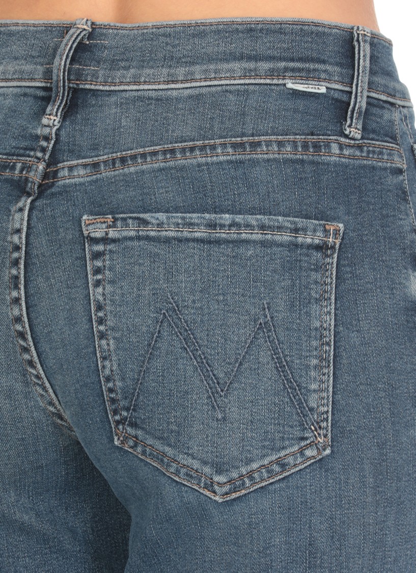 Mother The Mid Rise Maven Sneak Jeans In Washed Blue