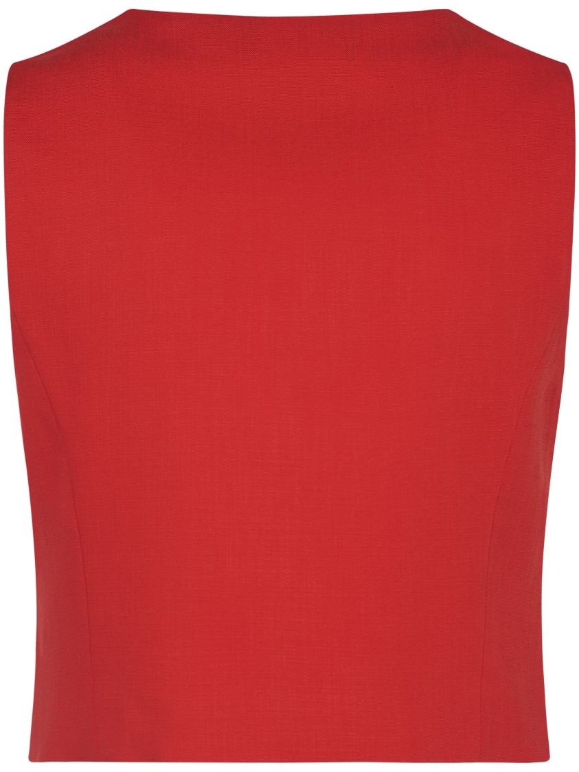 Msgm Tailored Red Vest With V-neckline In Red