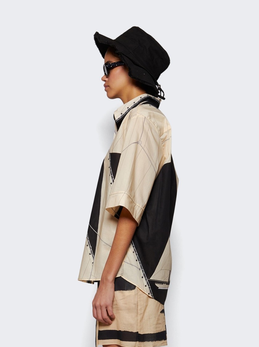 Johanna Ortiz Salty Promises Shirt In Sailboats Ecru Black In Neutrals