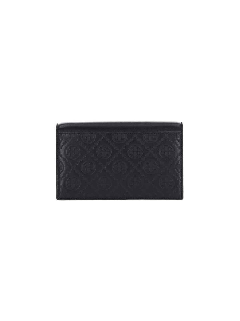 Tory Burch T Monogram' Chain Wallet – Black In Black