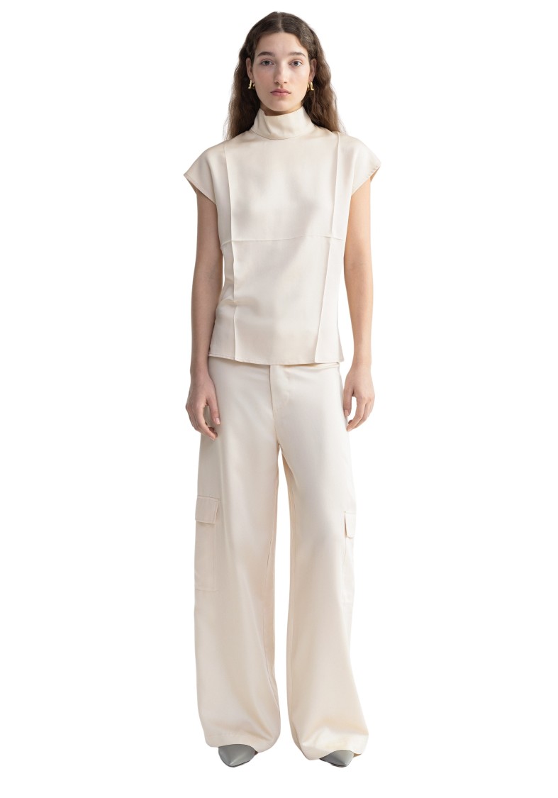 Aeron Flora - Cupro Sleeveless Turtleneck In Neutrals
