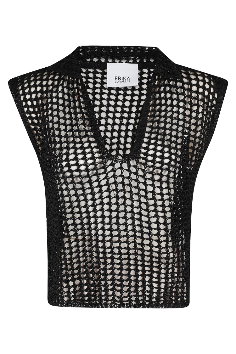 Erika Cavallini V-neck Vest In Black