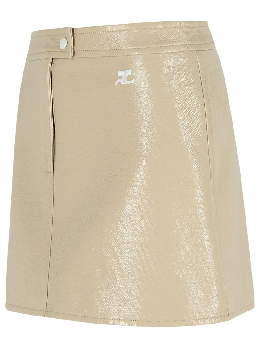 Courrèges Reedition Vinyl Mini Skirt In Brown