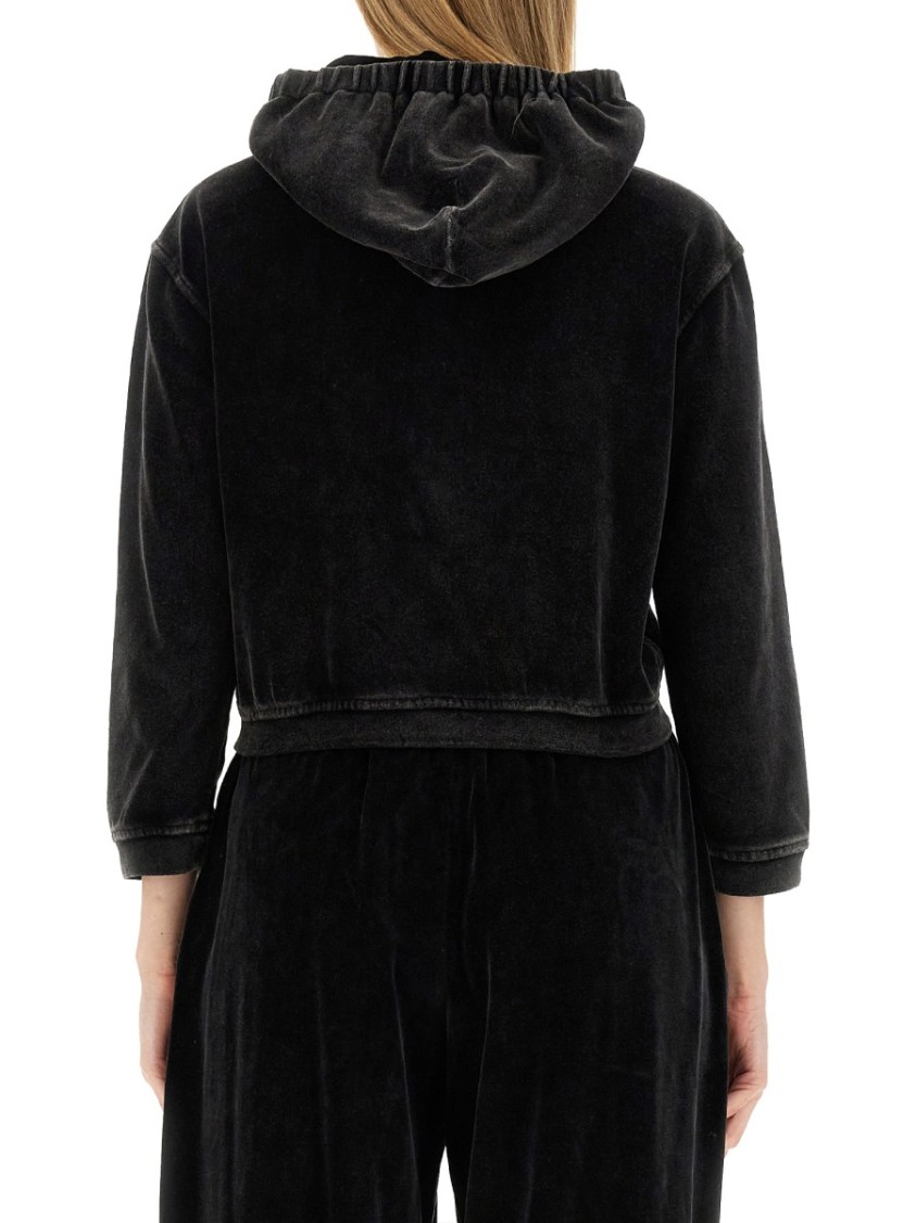 Alexander Wang T T By Alexander Wang Velour Sweatshirt In Black