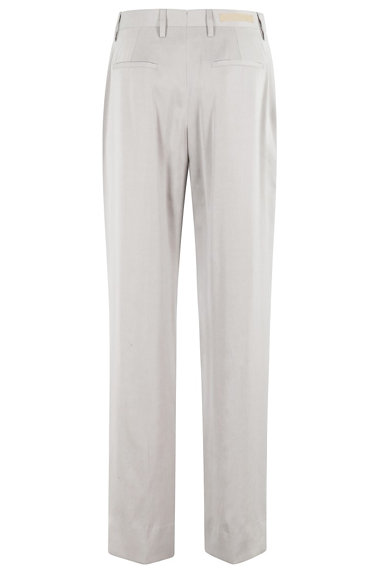Briglia High-waisted Straight Leg Trousers With Pockets In Grey