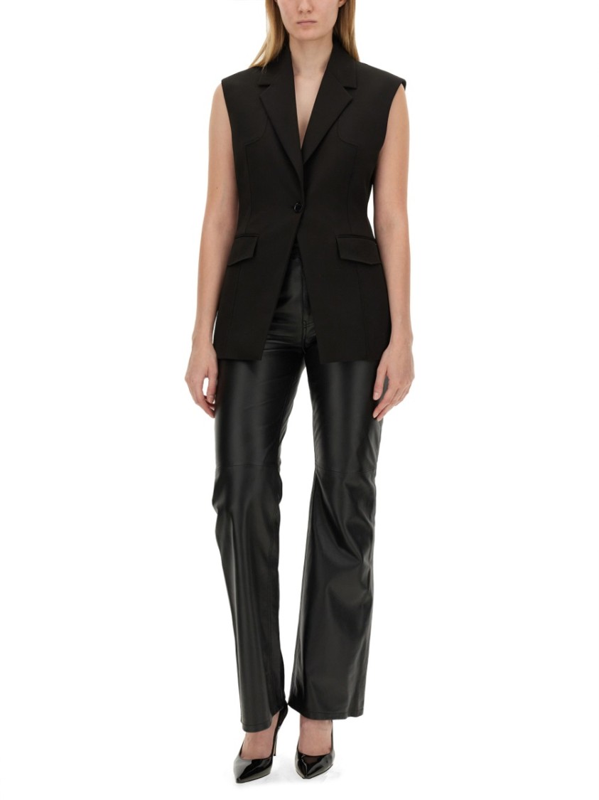Moschino Black Flared Pants With High Waist And Detailing In Black