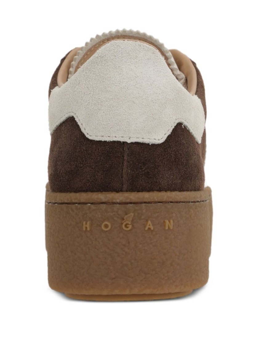 Hogan Suede Platform Sole Sneakers In Brown