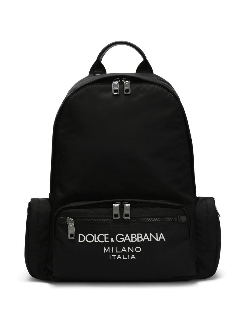 Dolce & Gabbana Logo-print Black Backpack With Functional Design In Black