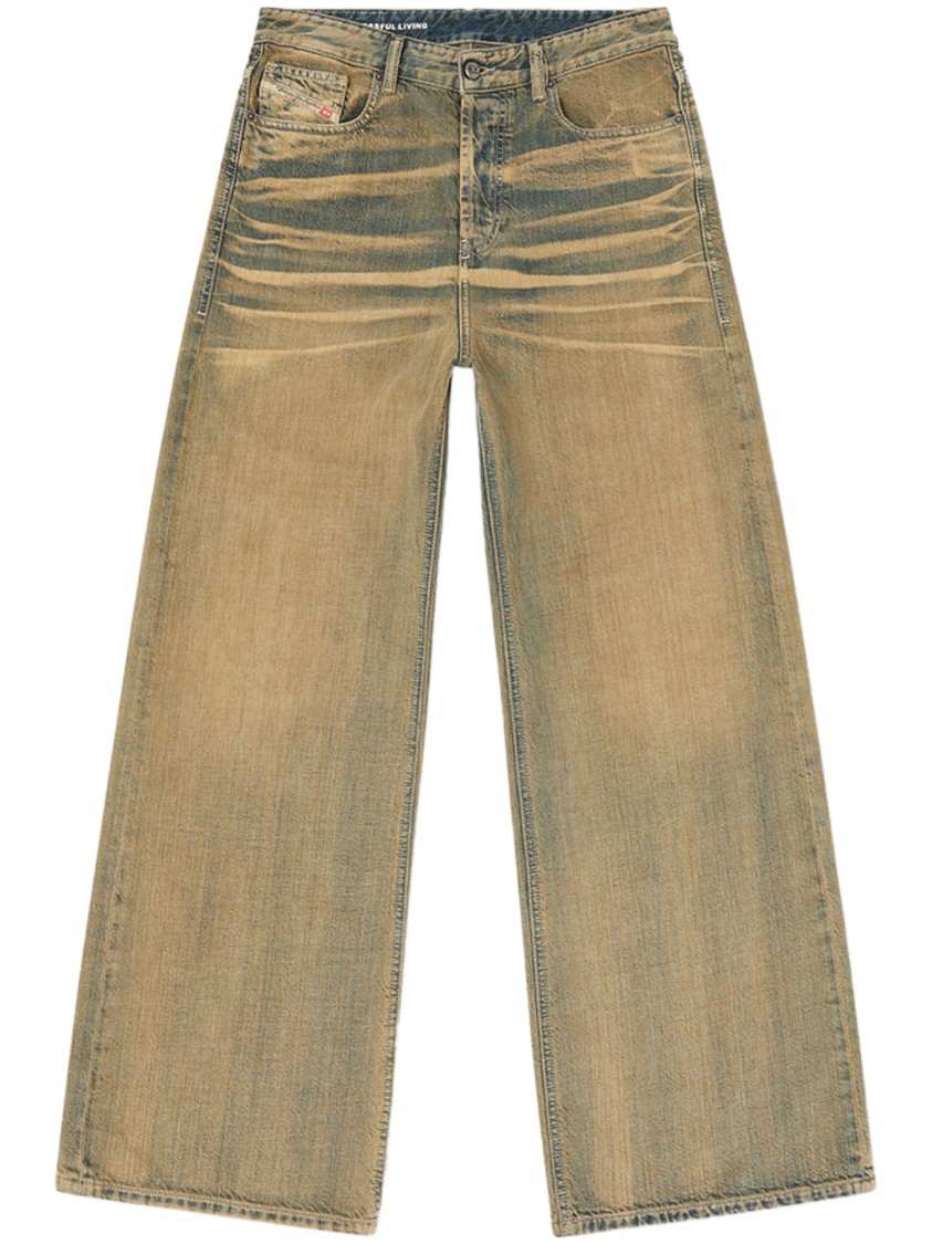 Diesel Straight-leg Jeans In Faded Beige Cotton In Gray