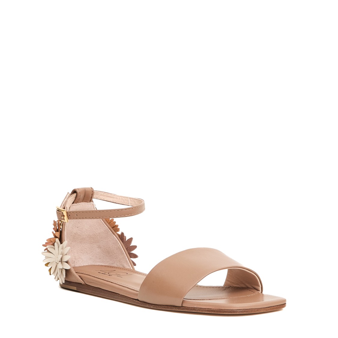 Agl Attilio Giusti Leombruni Agl Low Leather Sandals With Floral Appliqués